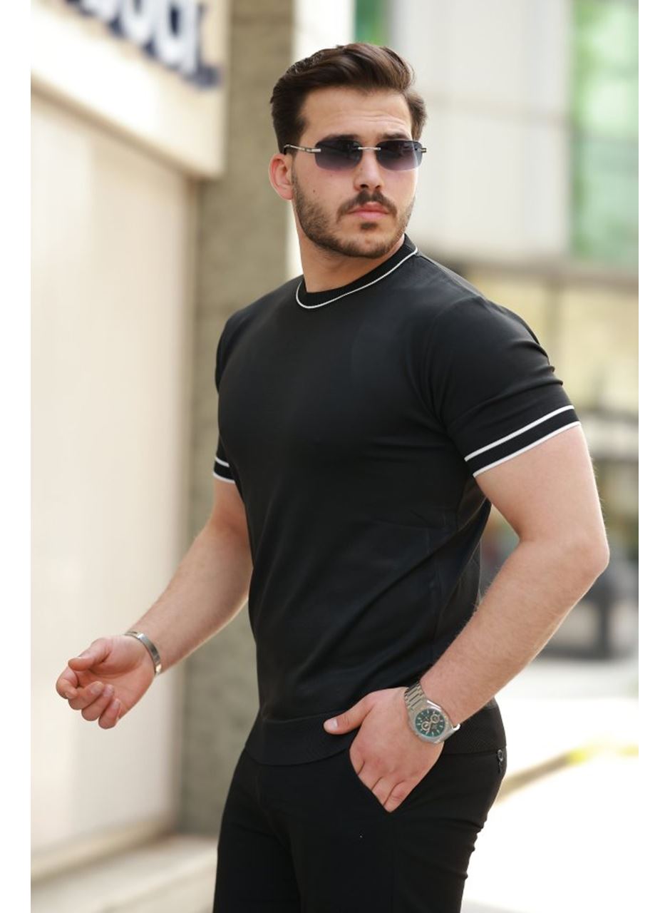 Erkek Bisiklet Yaka Ribanalı Kısa Kollu Tshirt