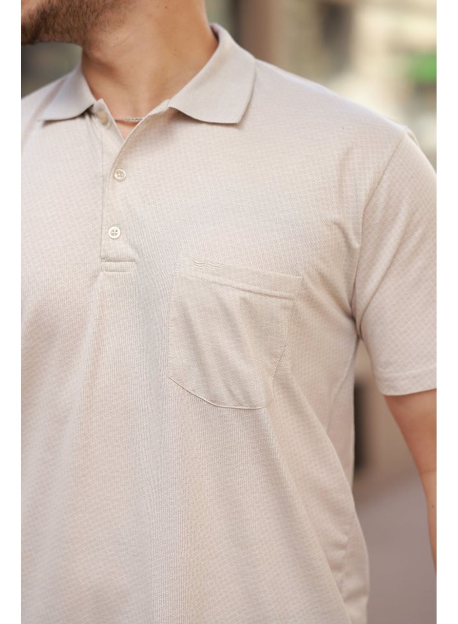 Erkek Yakalı Mini Jakarlı Kısa Kollu T-shirt