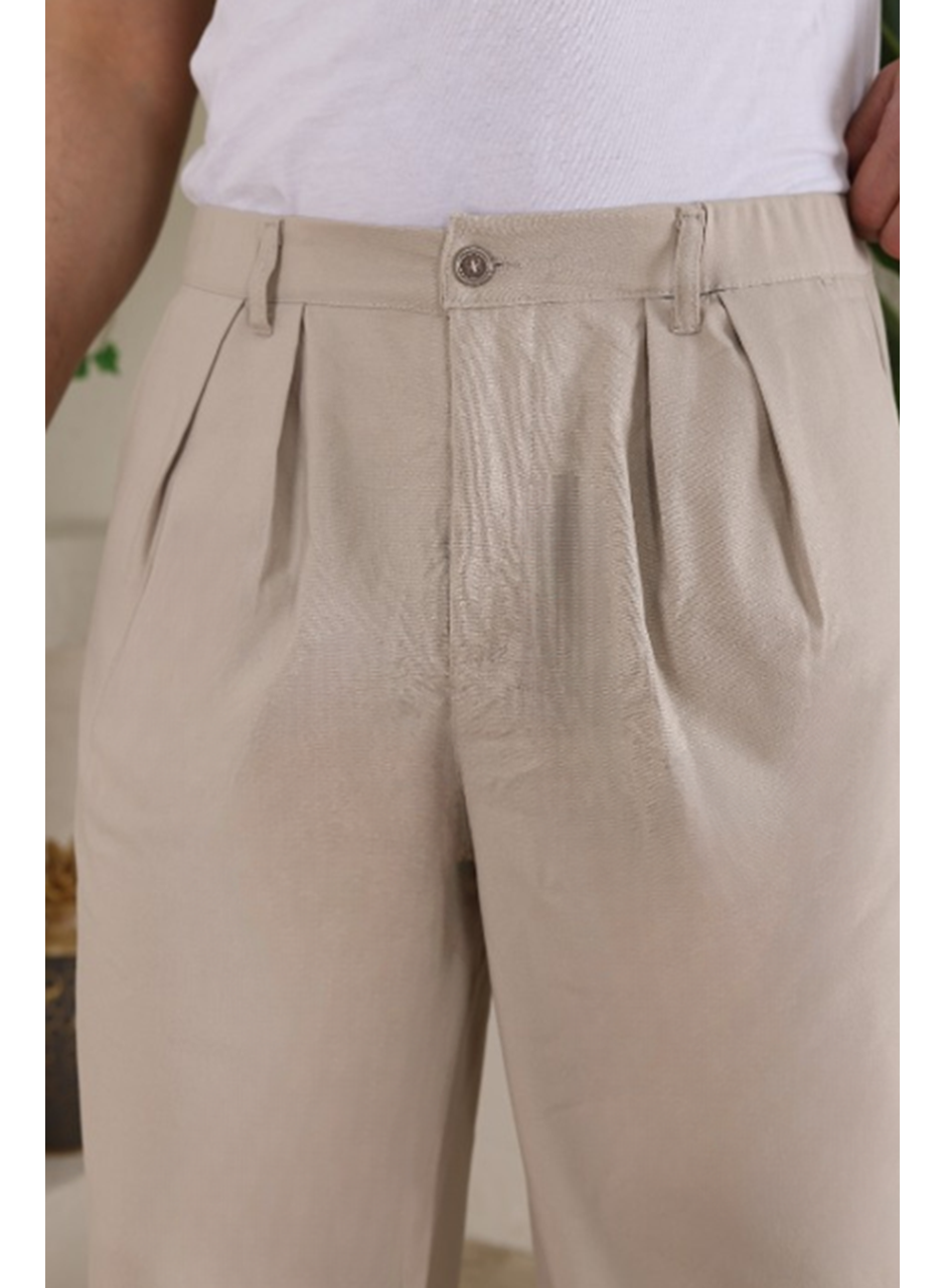 Erkek Beli Lastikli Pileli Baggy Pantolon