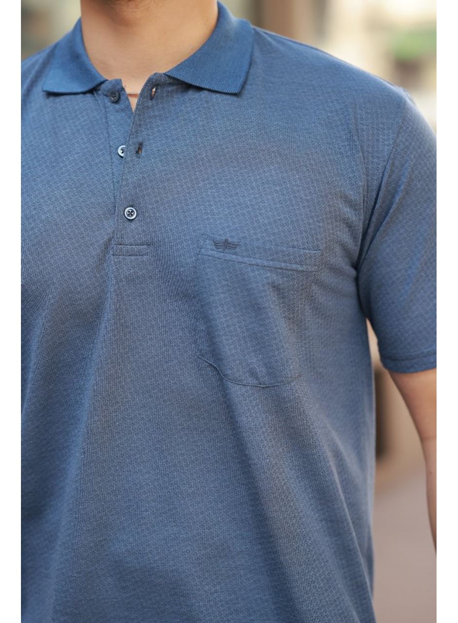 Erkek Yakalı Mini Jakarlı Kısa Kollu T-shirt