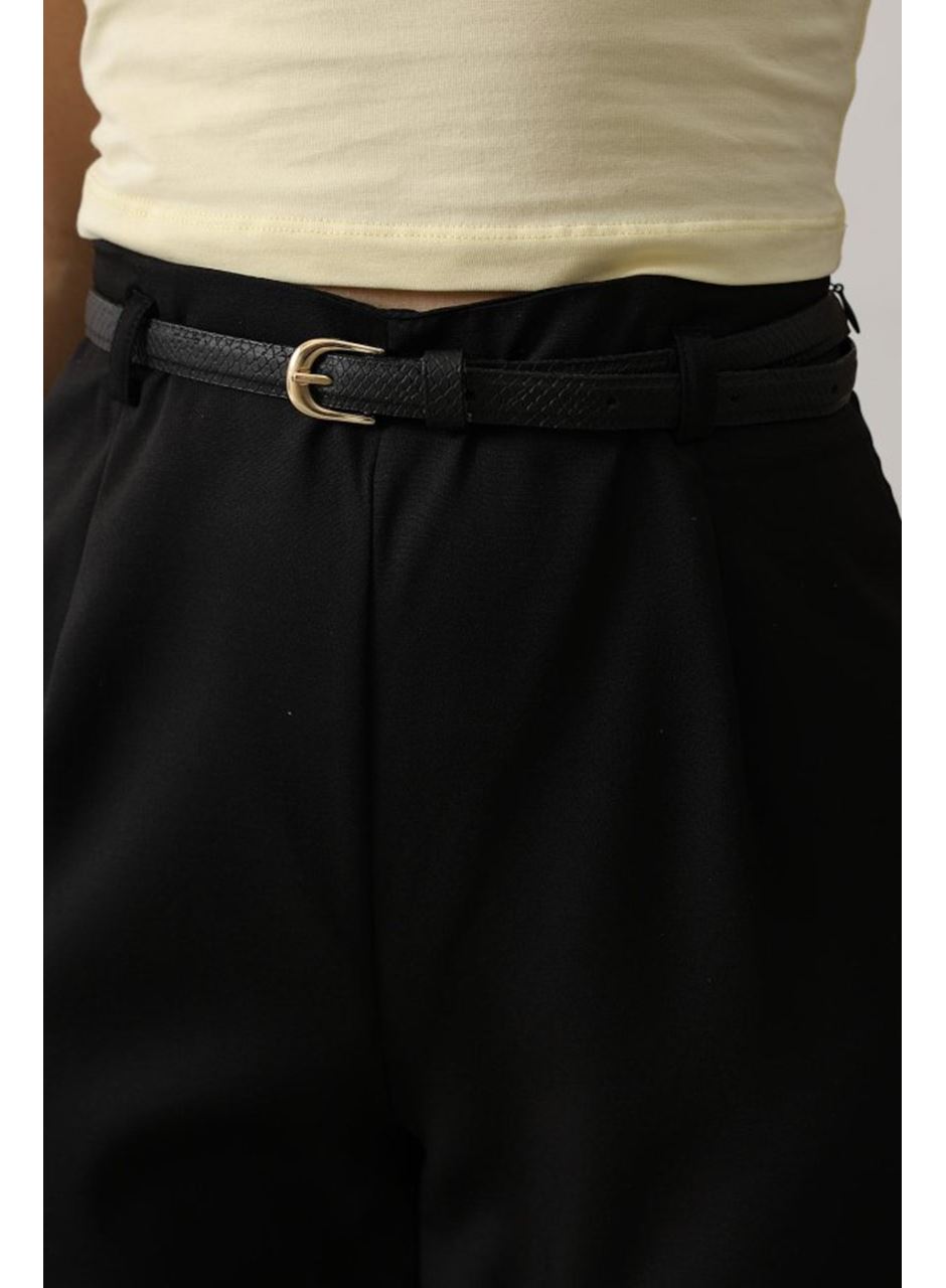 Kemer Pens Detaylı Pantolon - Siyah