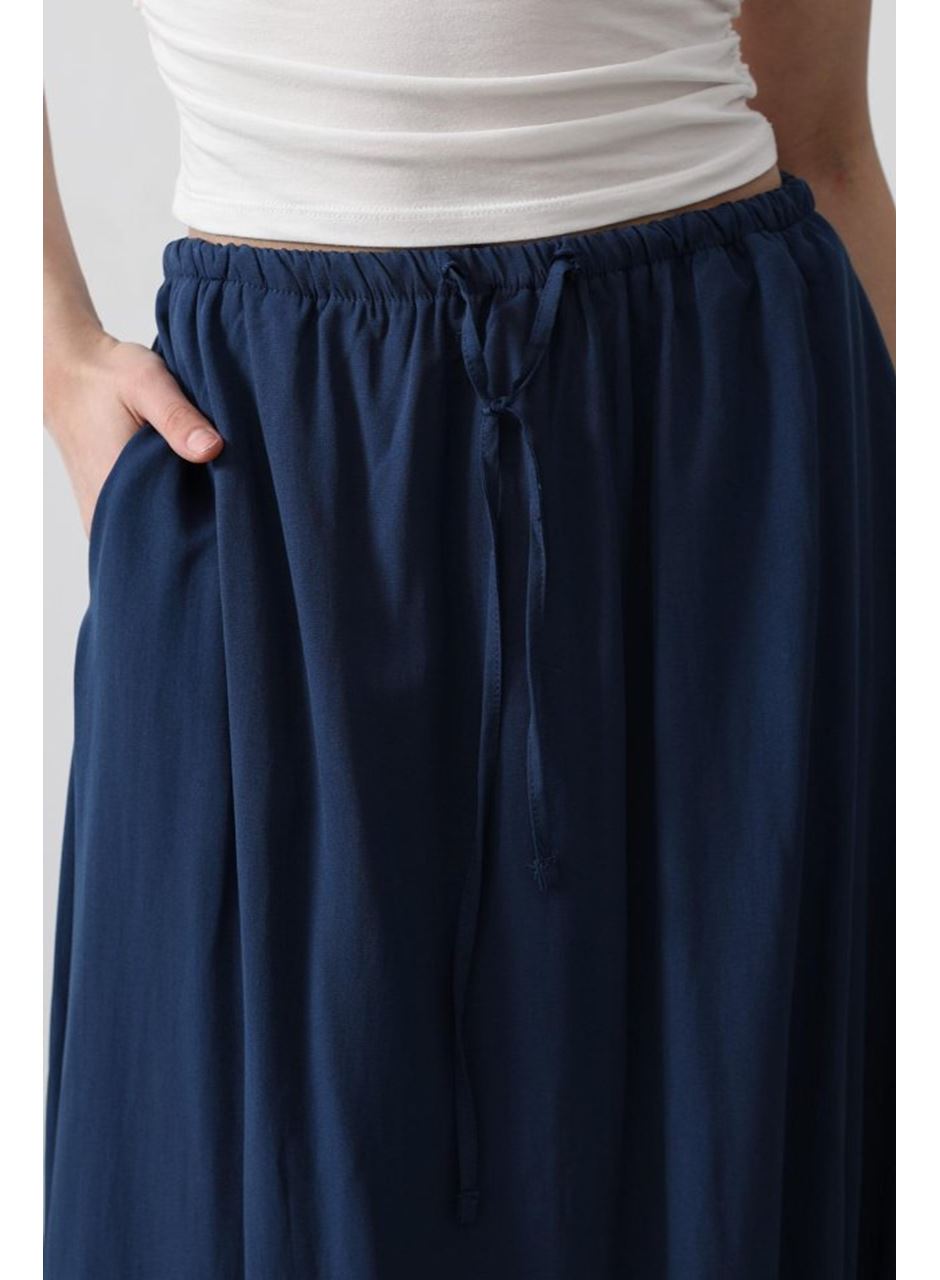 Beli Bağlamalı Balon Etek - İndigo