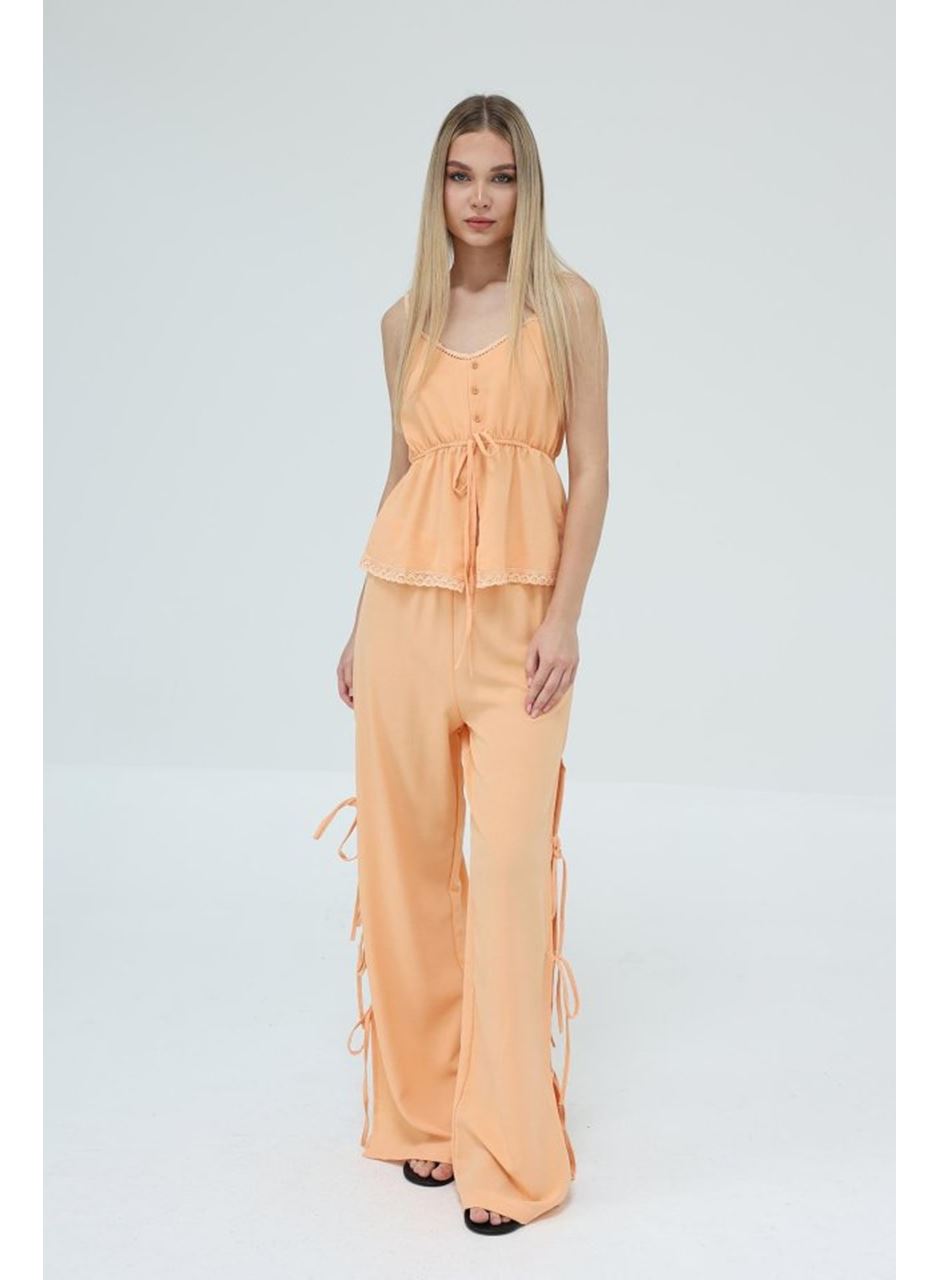 Fiyonklu Bluz Takım - Kavuniçi