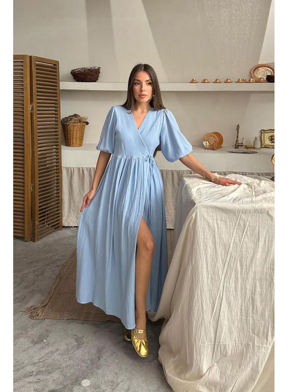 Bebe Mavi Müslin Uzun Elbise