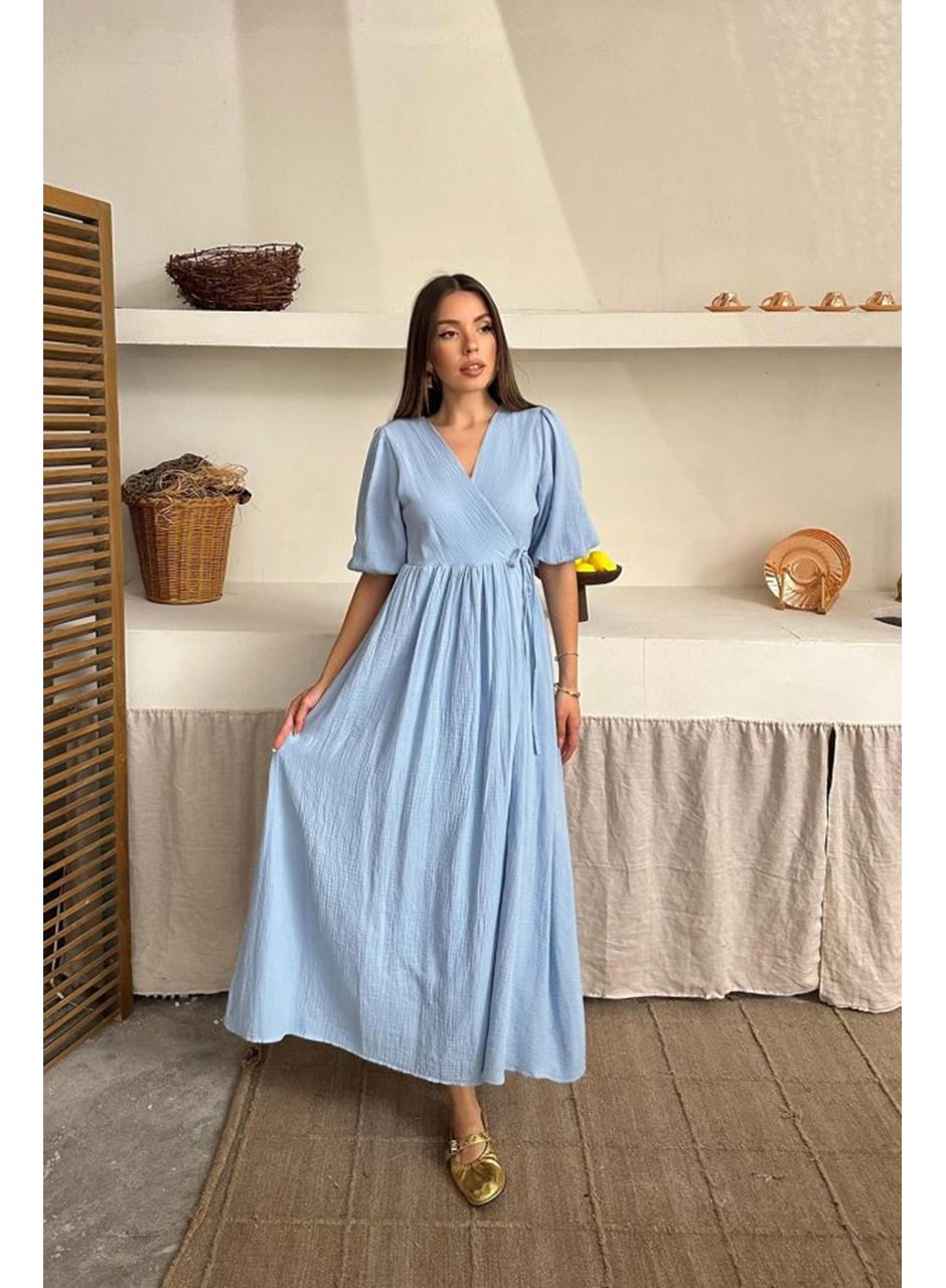 Bebe Mavi Müslin Uzun Elbise