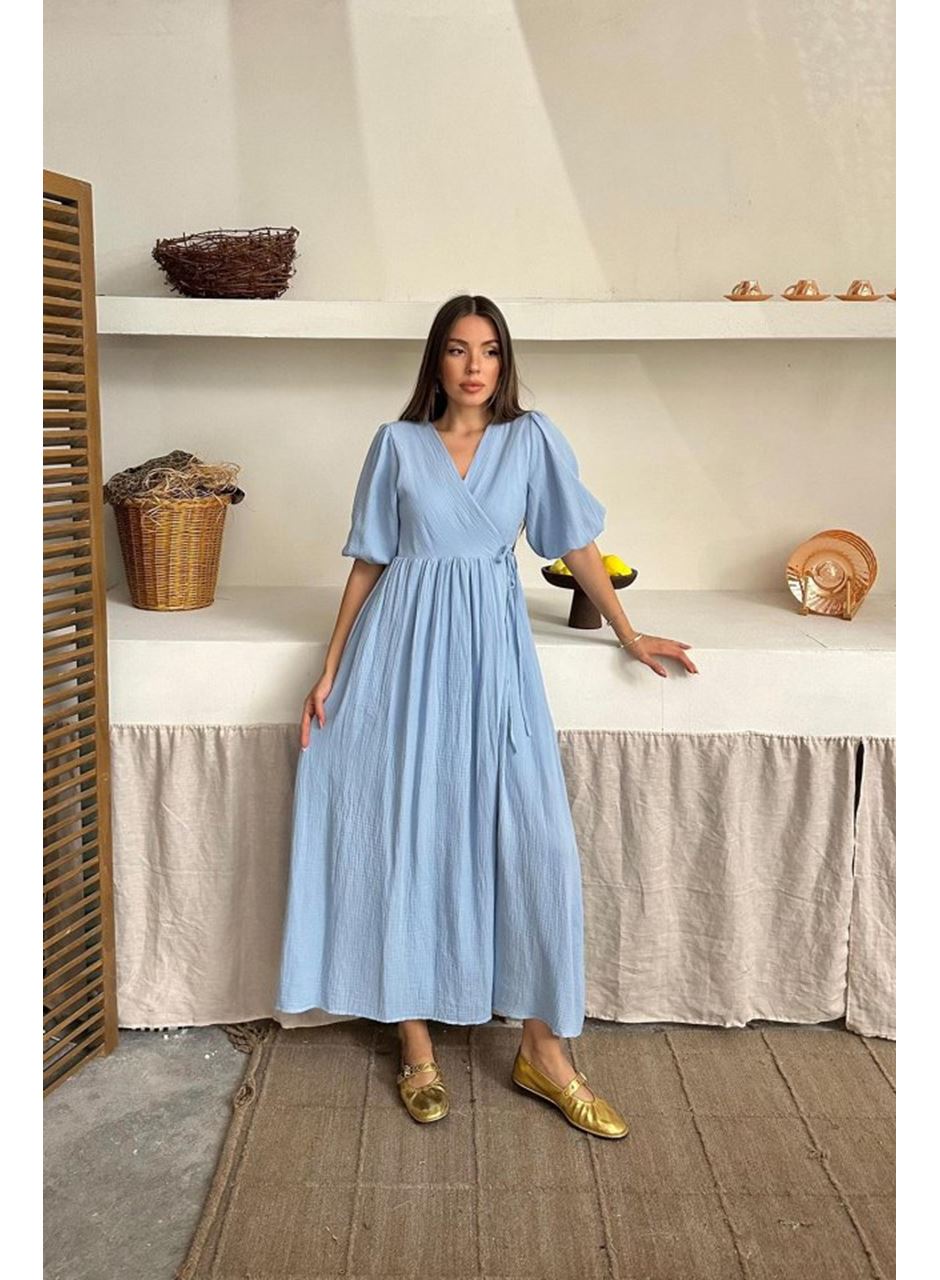 Bebe Mavi Müslin Uzun Elbise