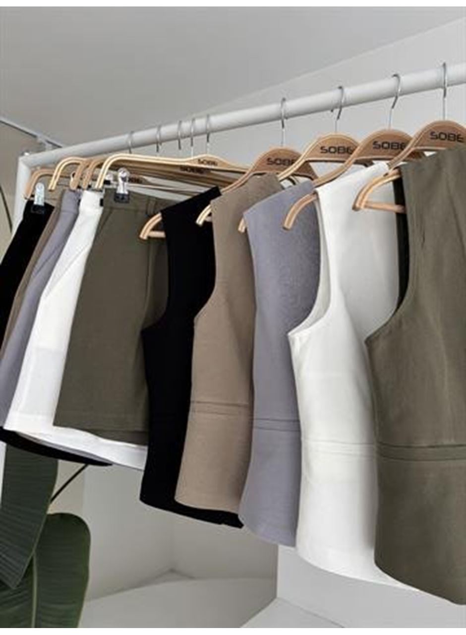 Yelek Şort Flamlı Keten Takım 10133-17