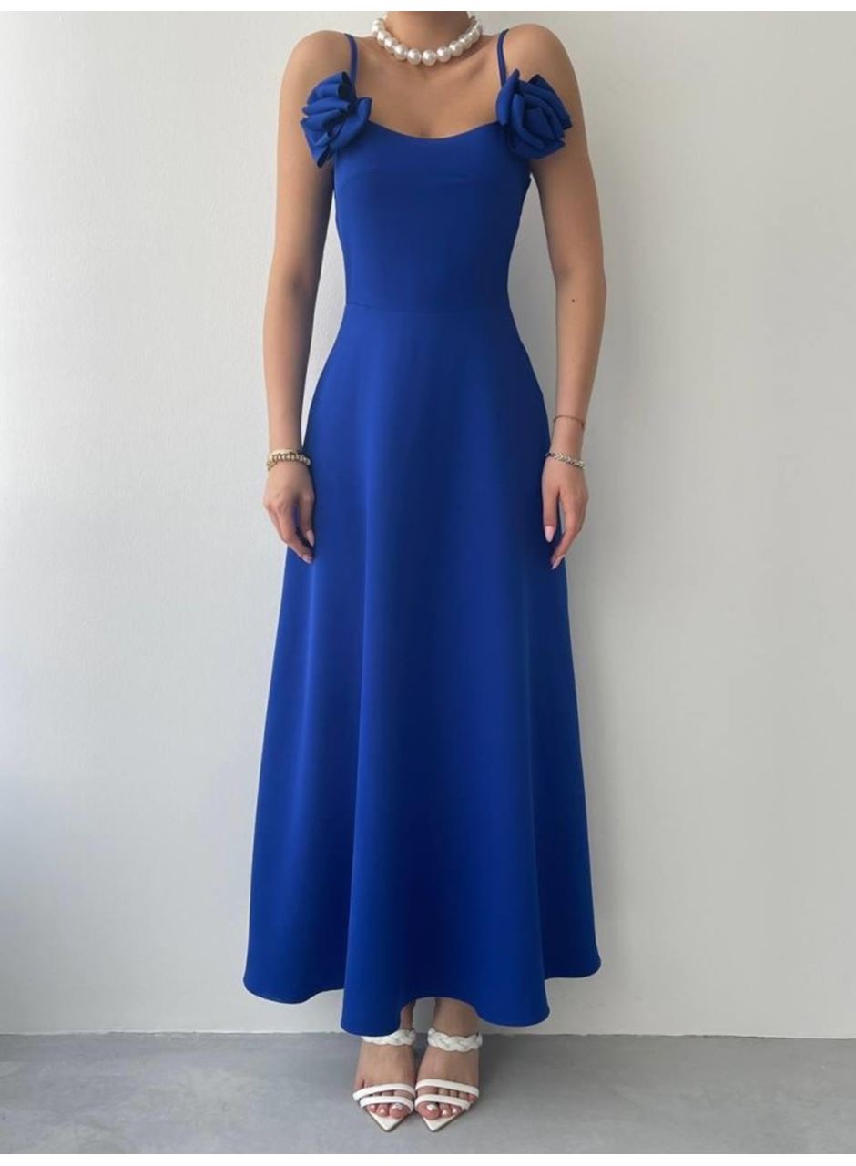 Matilda Gül İp Askılı Elbise