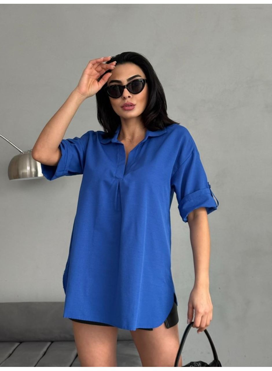 Yırtmaç Detaylı Tunik Gömlek