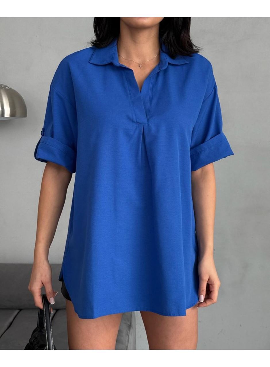 Yırtmaç Detaylı Tunik Gömlek