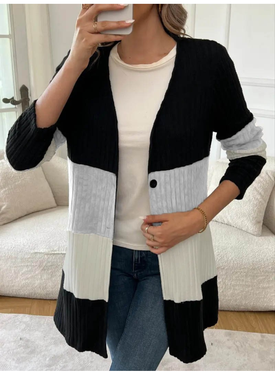 Kadın Uzun Kollu çok Renkli önden Düğmeli Uzun Ceket