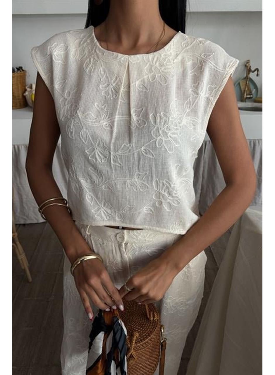 Shalina Süzüne Nakışlı Crop Takım 9796-08