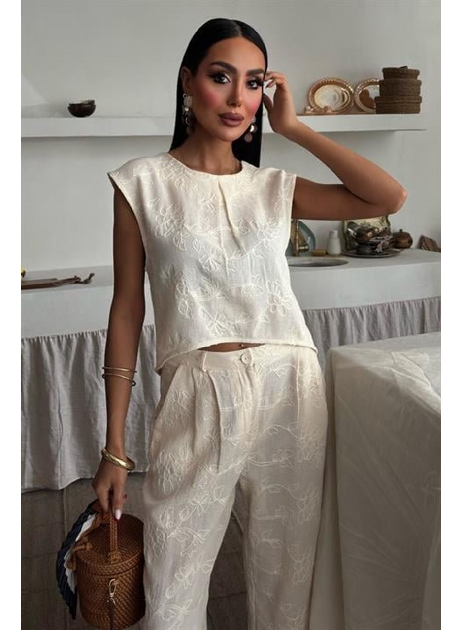 Shalina Süzüne Nakışlı Crop Takım 9796-08