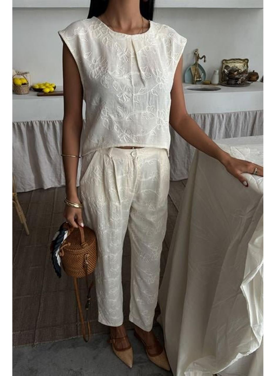 Shalina Süzüne Nakışlı Crop Takım 9796-08