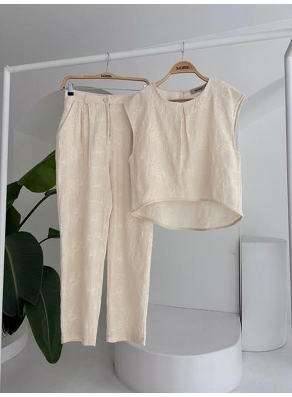 Shalina Süzüne Nakışlı Crop Takım 9796-08