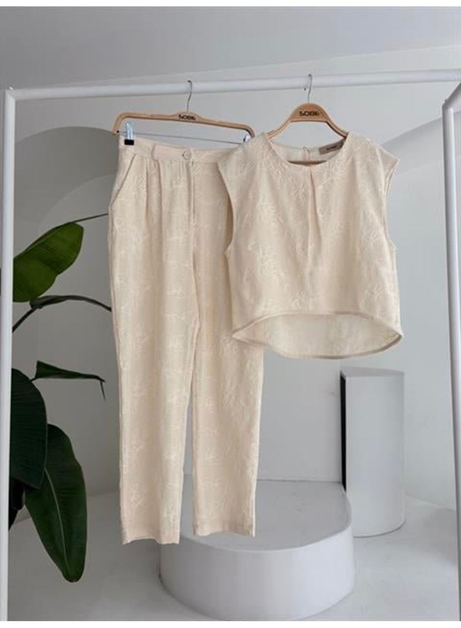 Shalina Süzüne Nakışlı Crop Takım 9796-08