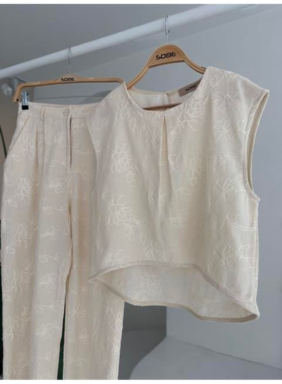 Shalina Süzüne Nakışlı Crop Takım 9796-08