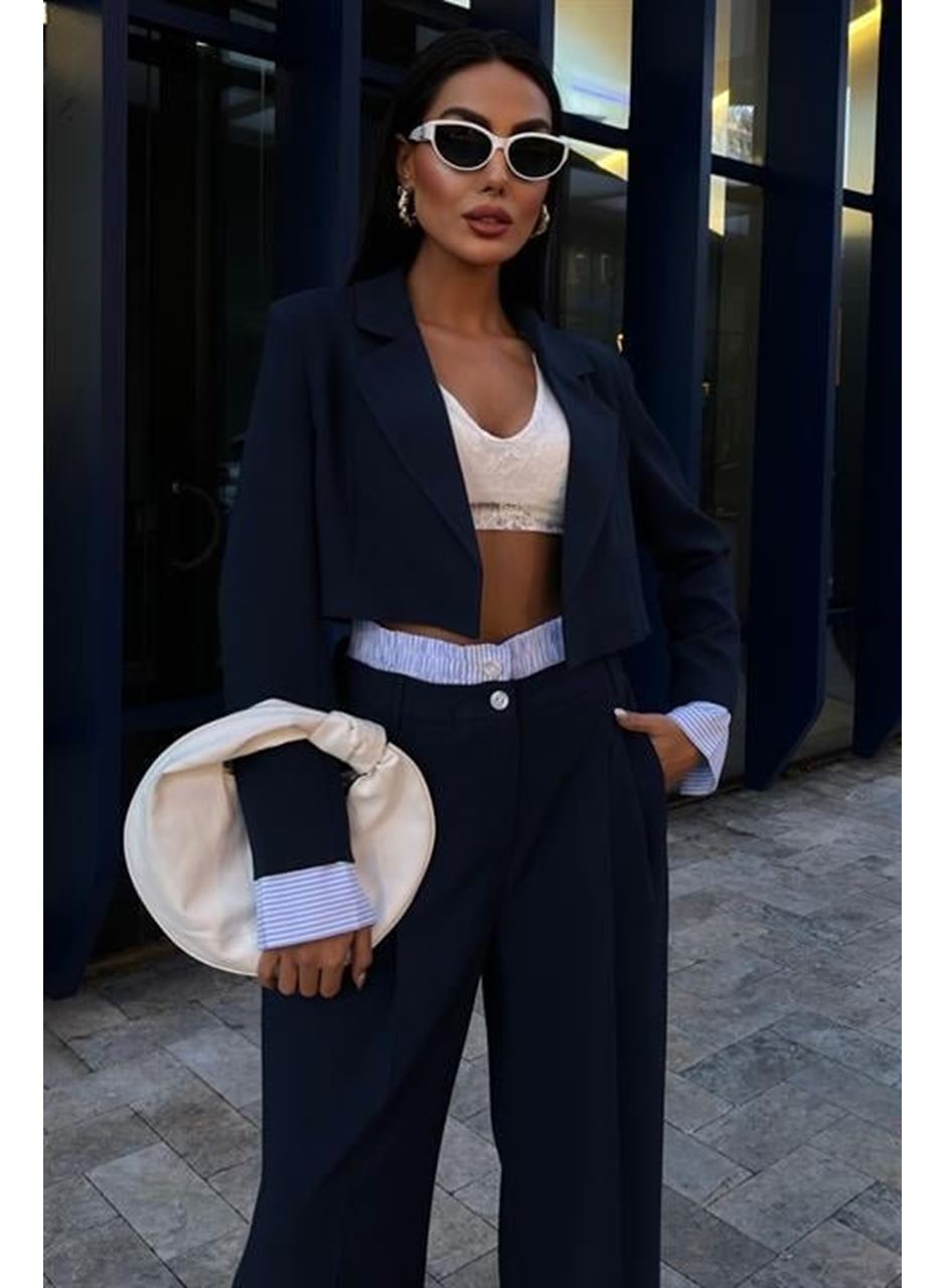 Garni Detaylı Crop Ceketli Takım 10075