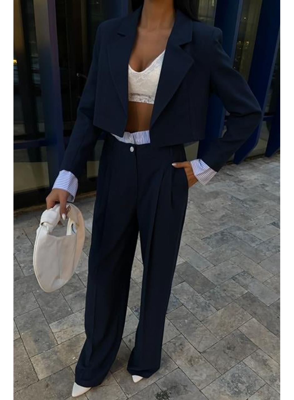 Garni Detaylı Crop Ceketli Takım 10075