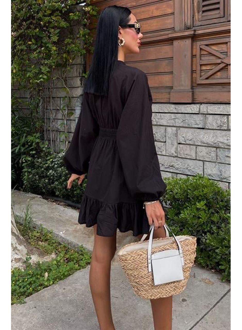 Brode Şeritli Eteği Fırfırlı Elbise 2897