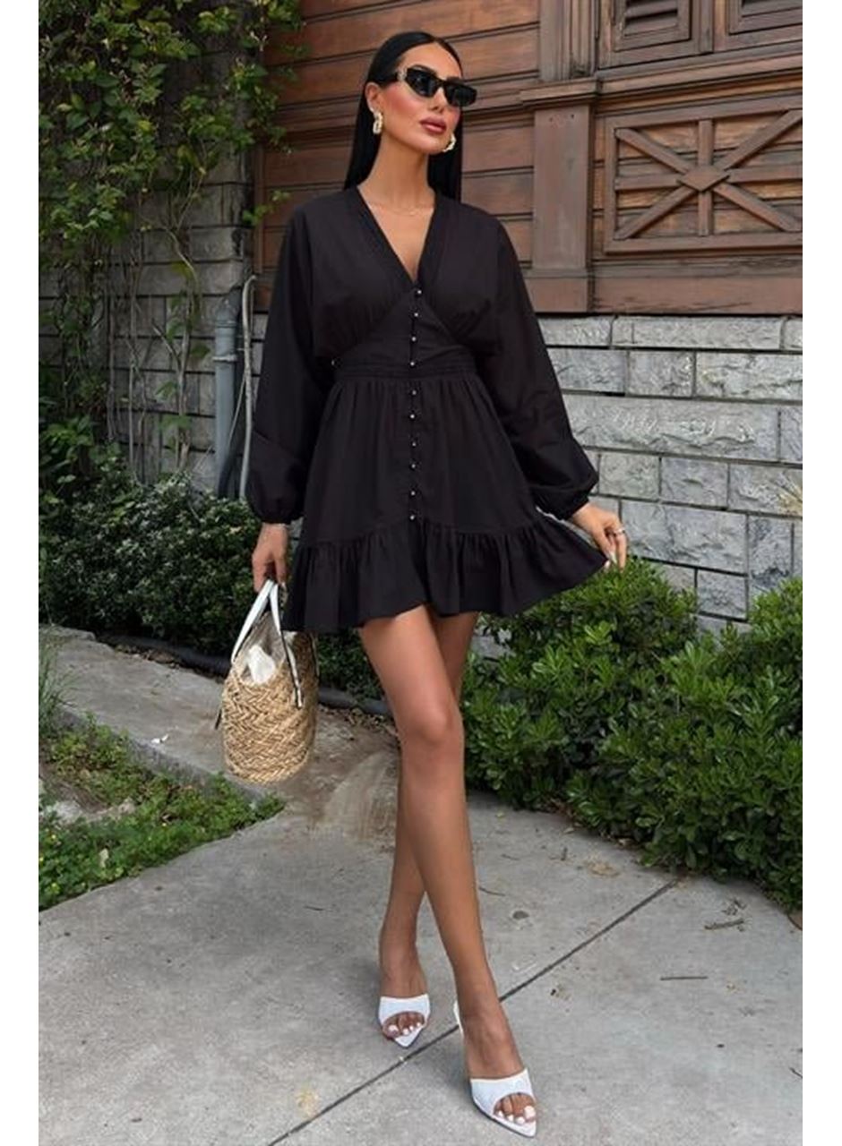 Brode Şeritli Eteği Fırfırlı Elbise 2897