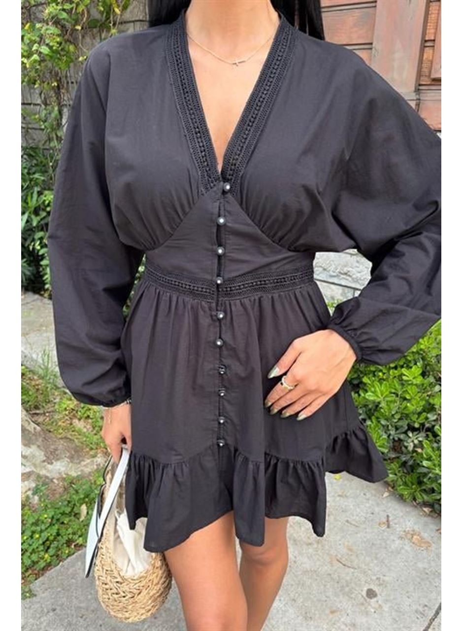 Brode Şeritli Eteği Fırfırlı Elbise 2897