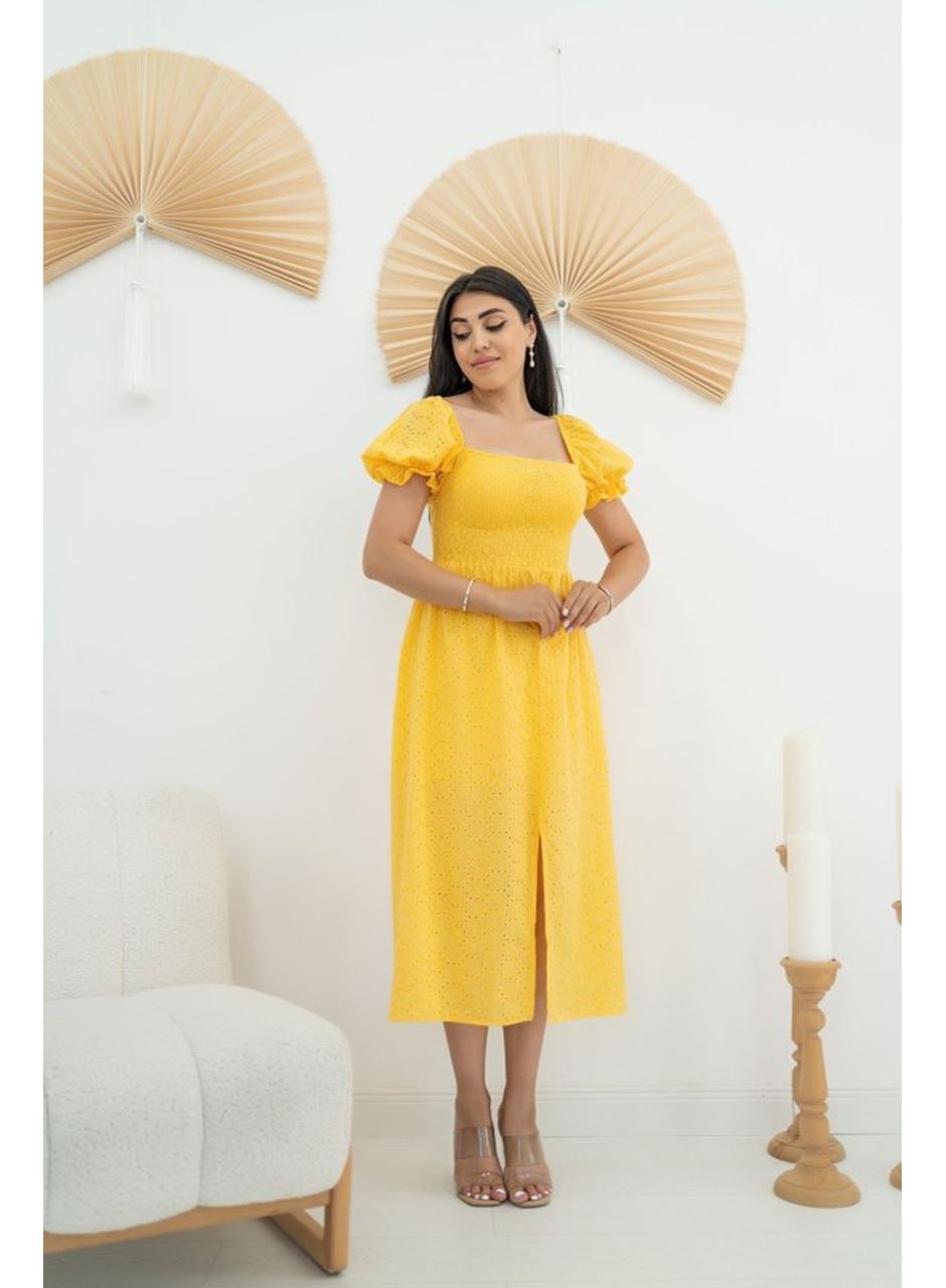 Sarı Tokalı Fisto Elbise