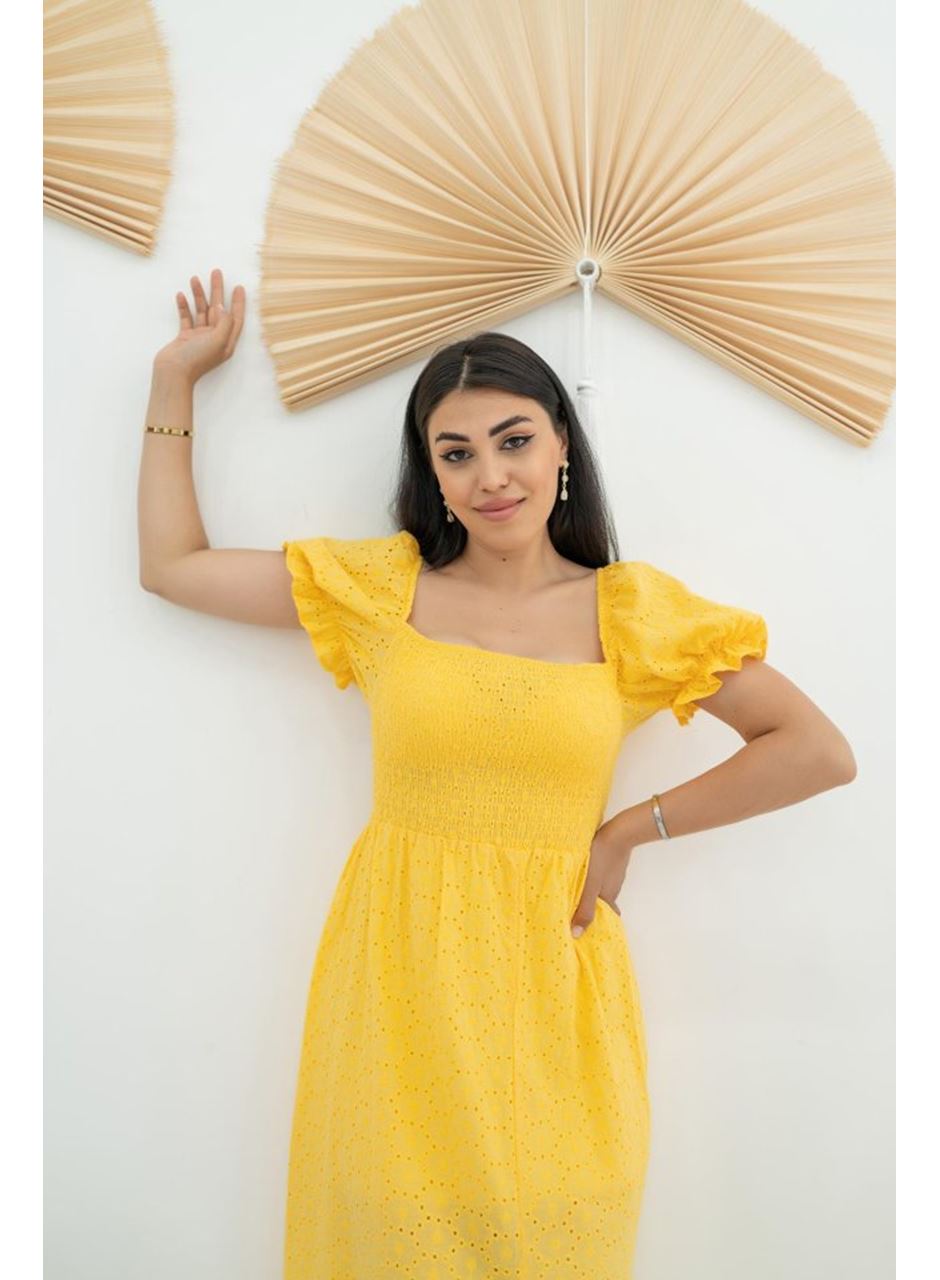 Sarı Tokalı Fisto Elbise