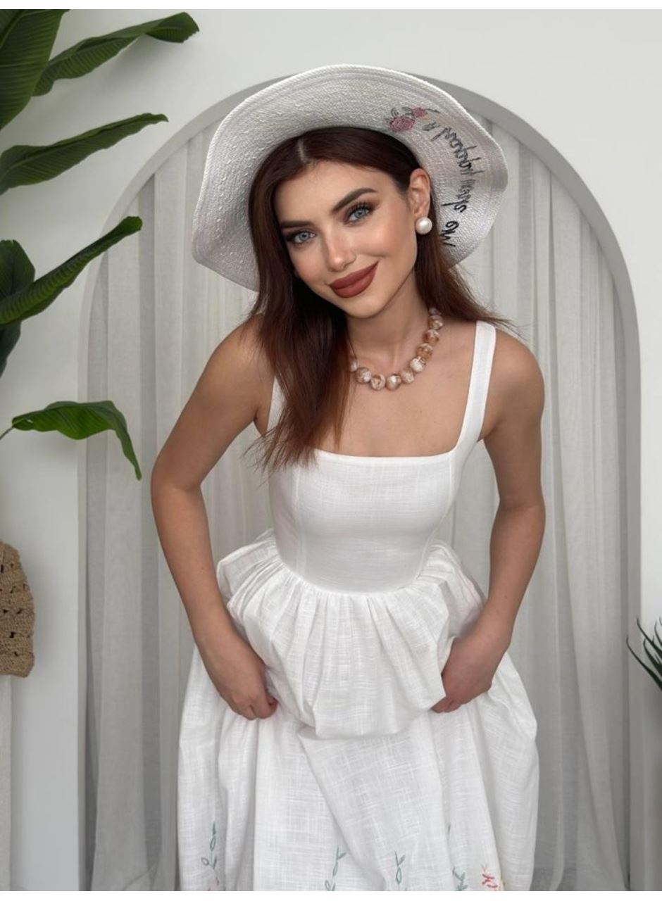 Mazi Çiçek Desenli Elbise