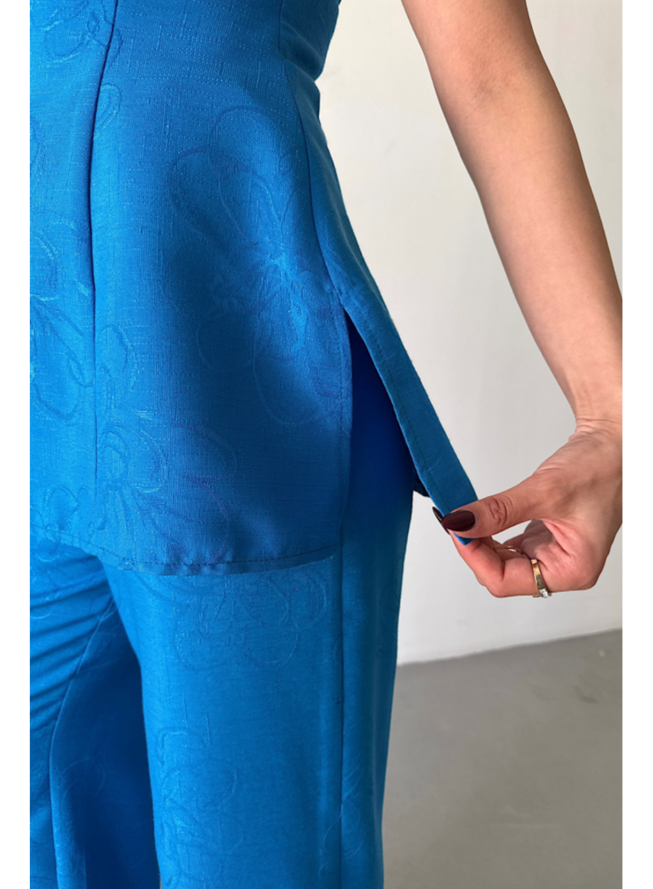 JAKAR KETEN KOLSUZ BLUZ-PANTOLON TK - Mavi