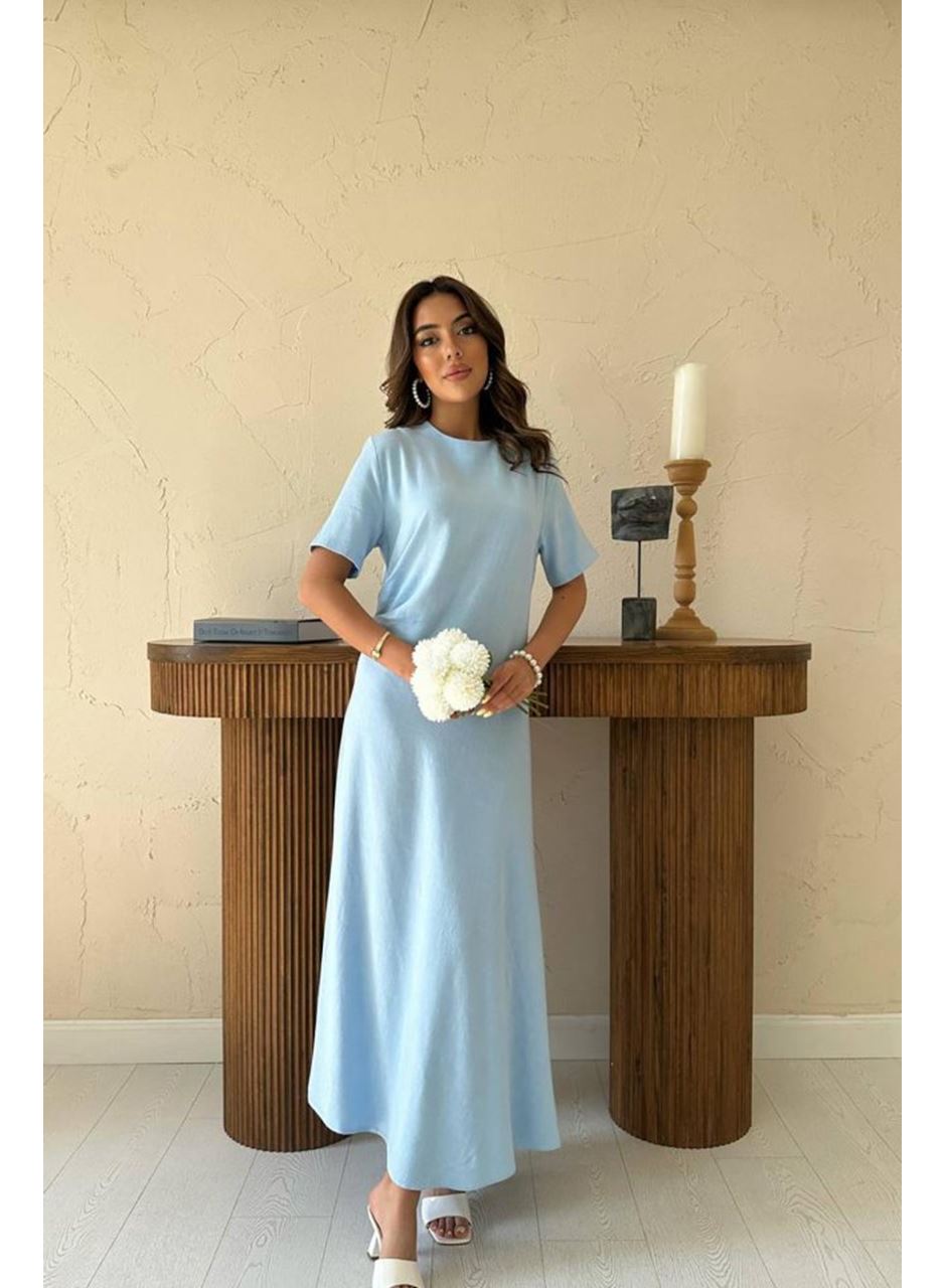 Bebe Mavi Pileli Bisiklet Yaka Elbise