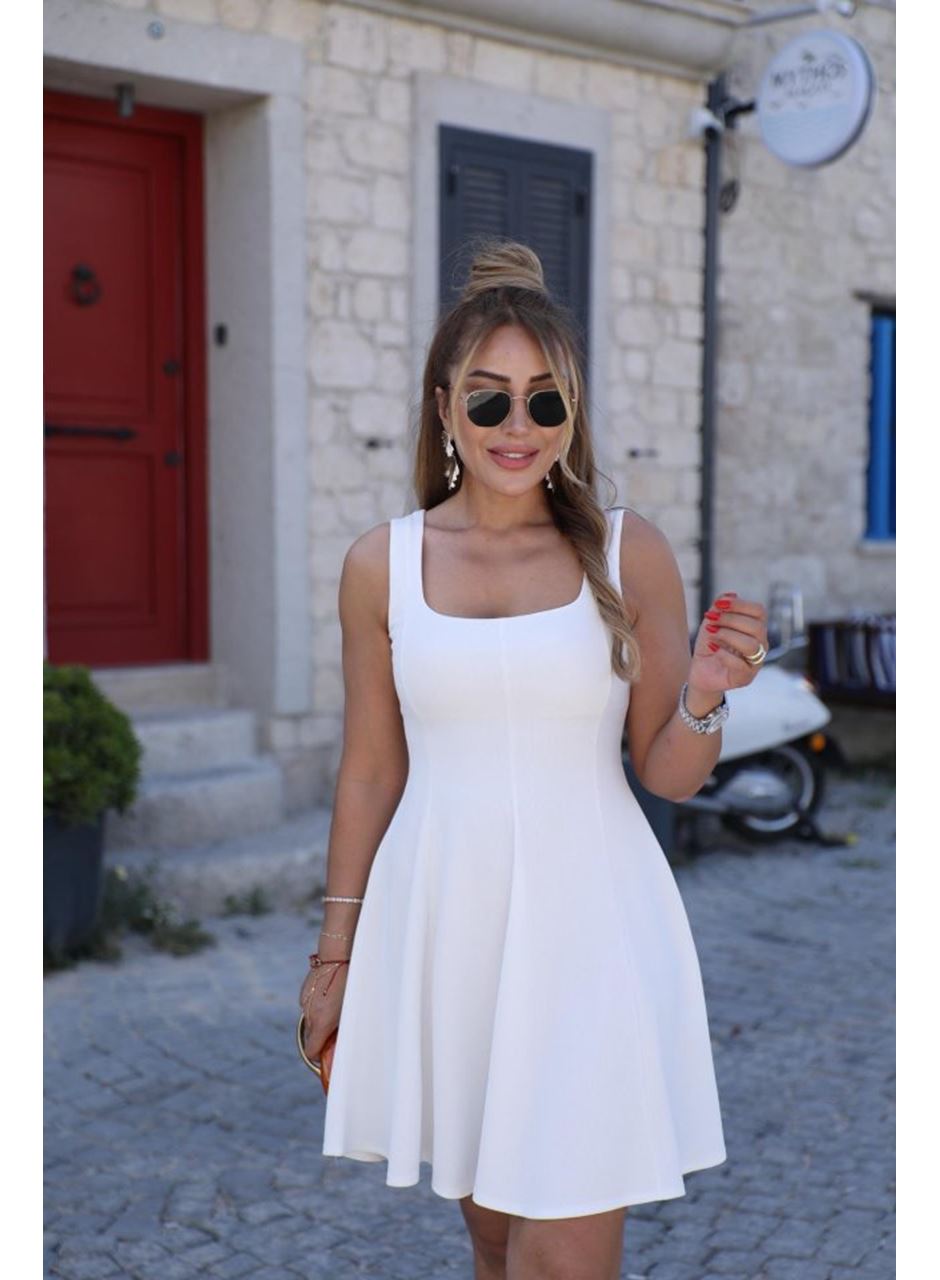 Kadın Kare Yaka Mini Elbise