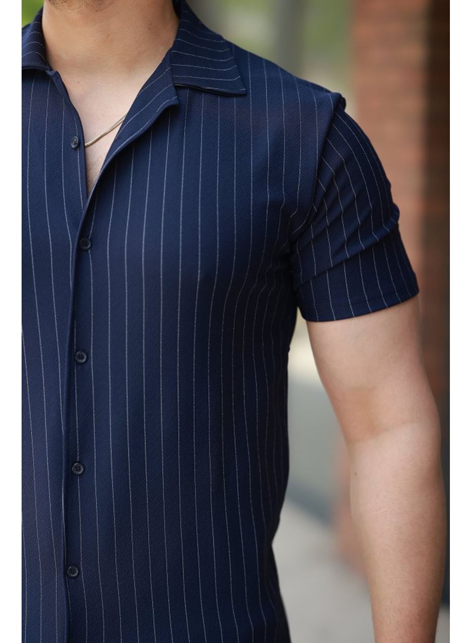 Erkek Kısa Kollu çizgili Gömlek