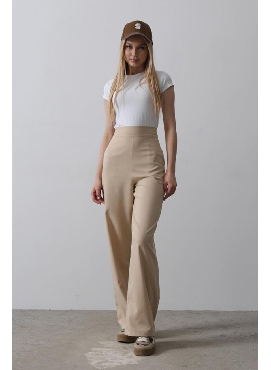Beli Yarım Lastikli Palazzo Pantolon - Camel