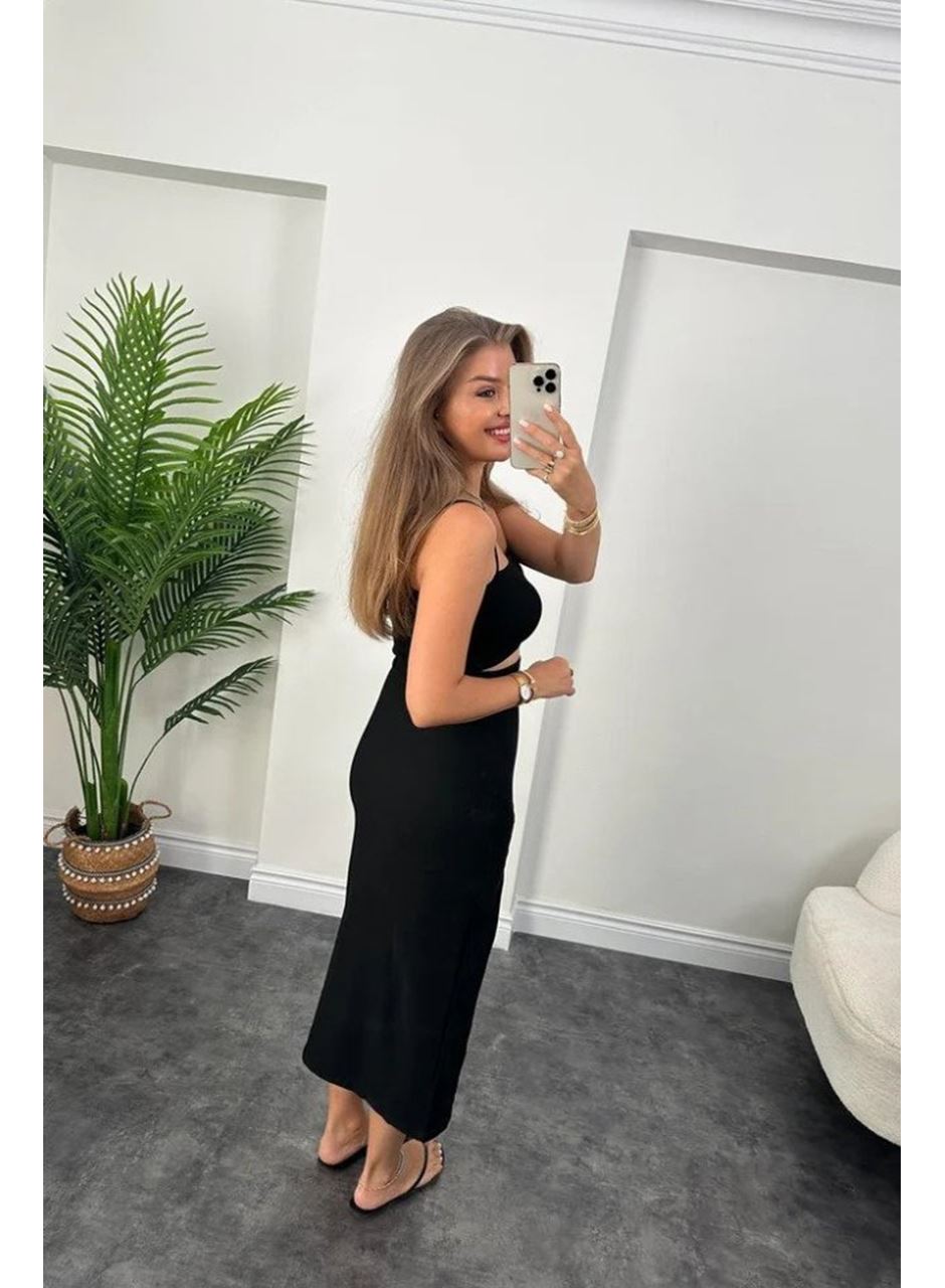 Kadın Ottoman Kumaş Likralı Midi Boy Kalem Etek Siyah