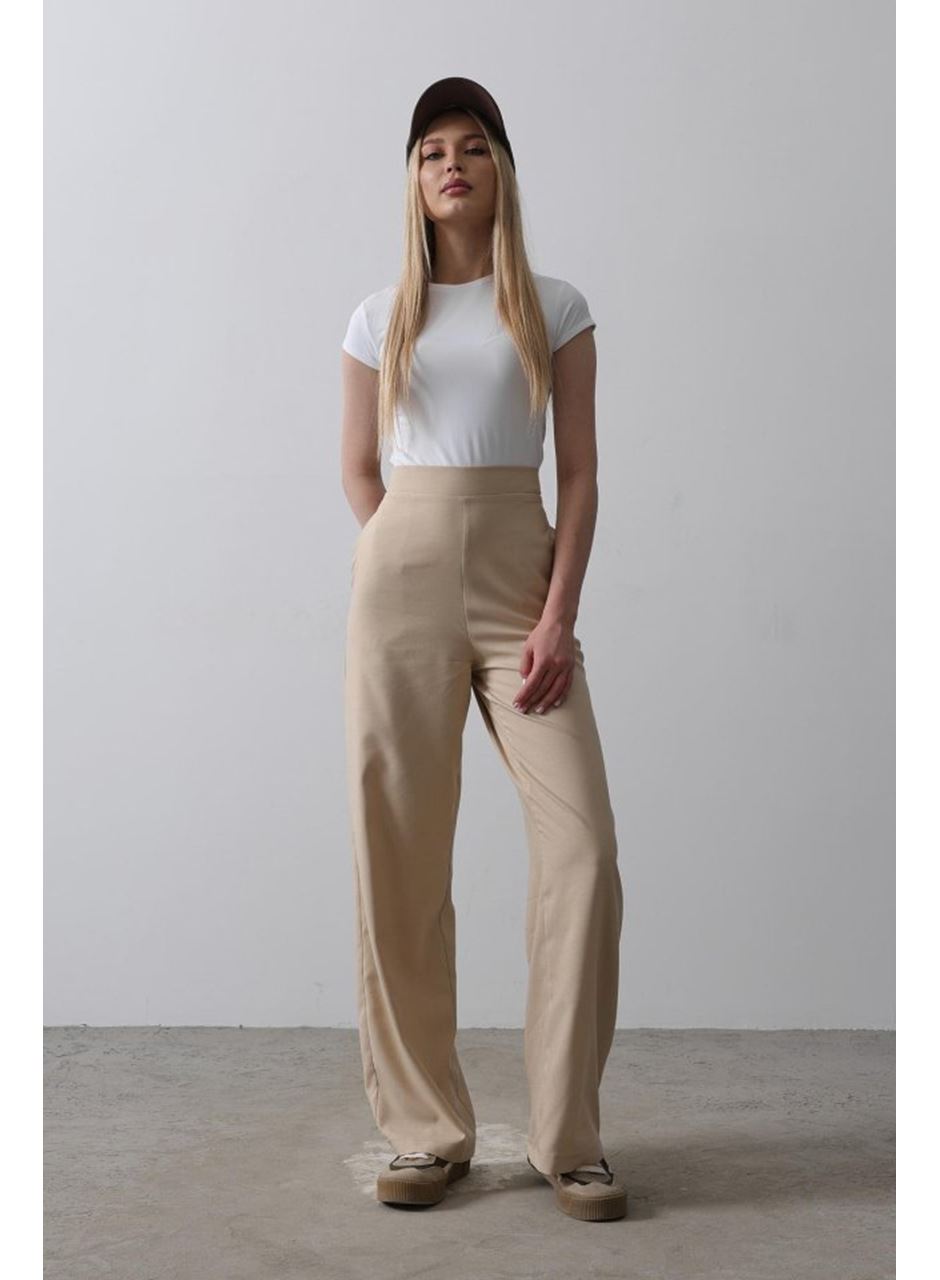 Beli Yarım Lastikli Palazzo Pantolon - Camel