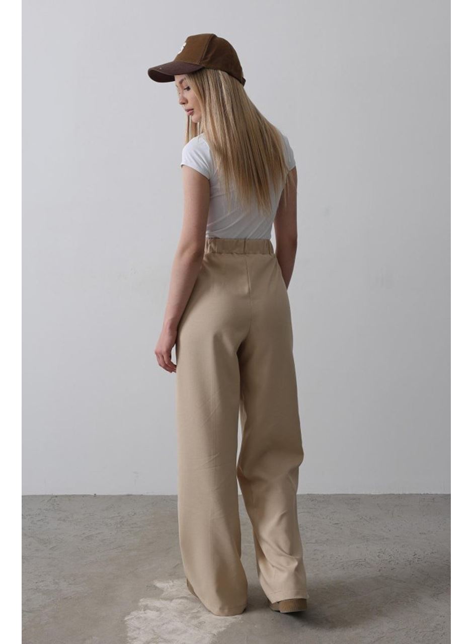 Beli Yarım Lastikli Palazzo Pantolon - Camel