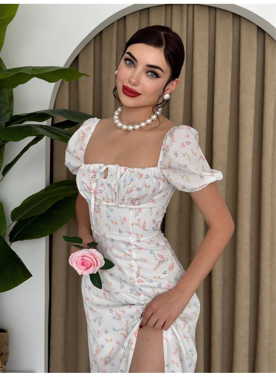 Zeze Balon Kol Elbise