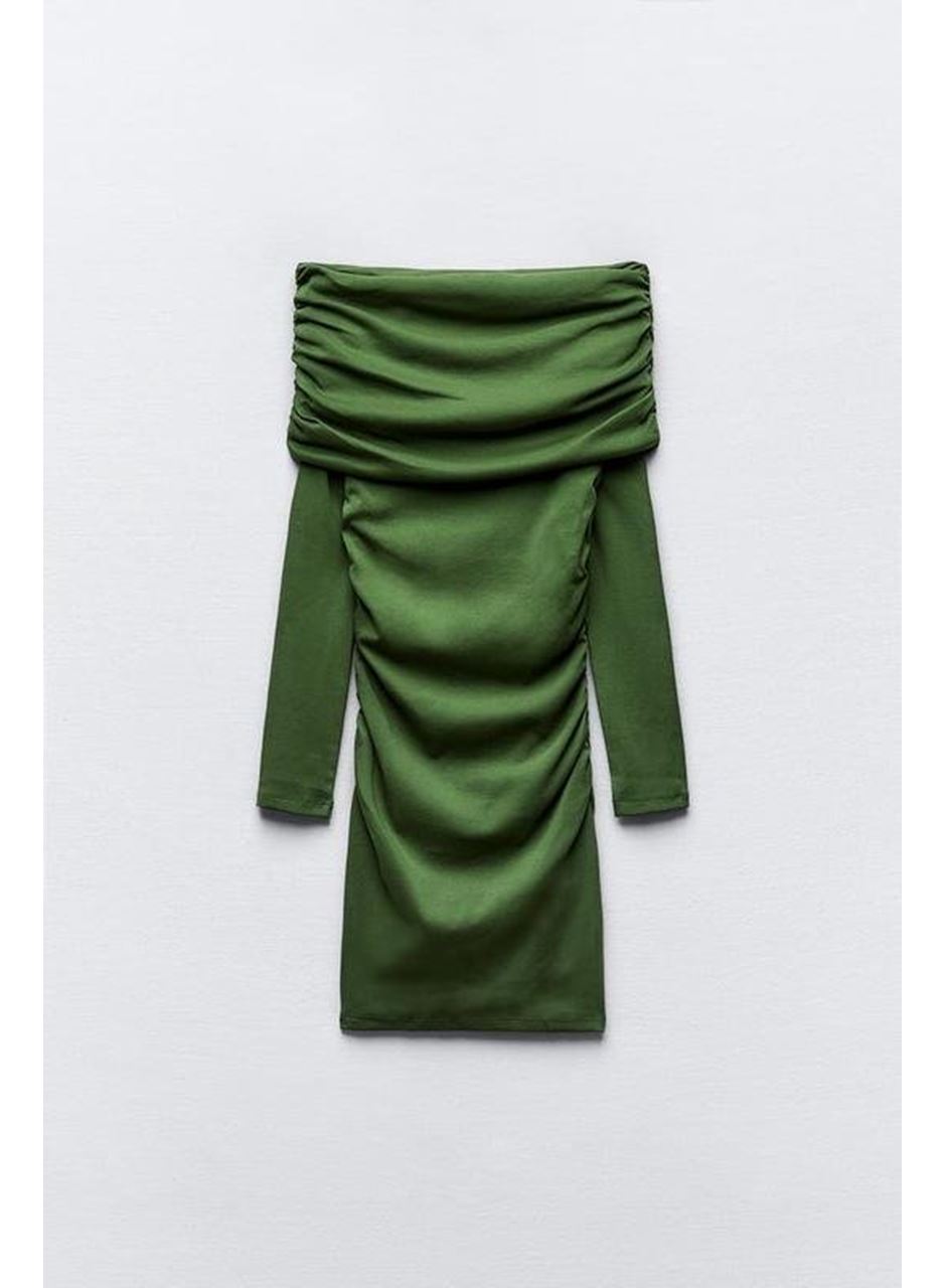 Kadın Madonna Mendil Yaka Fırsat ürün Büzgülü Mini Elbise