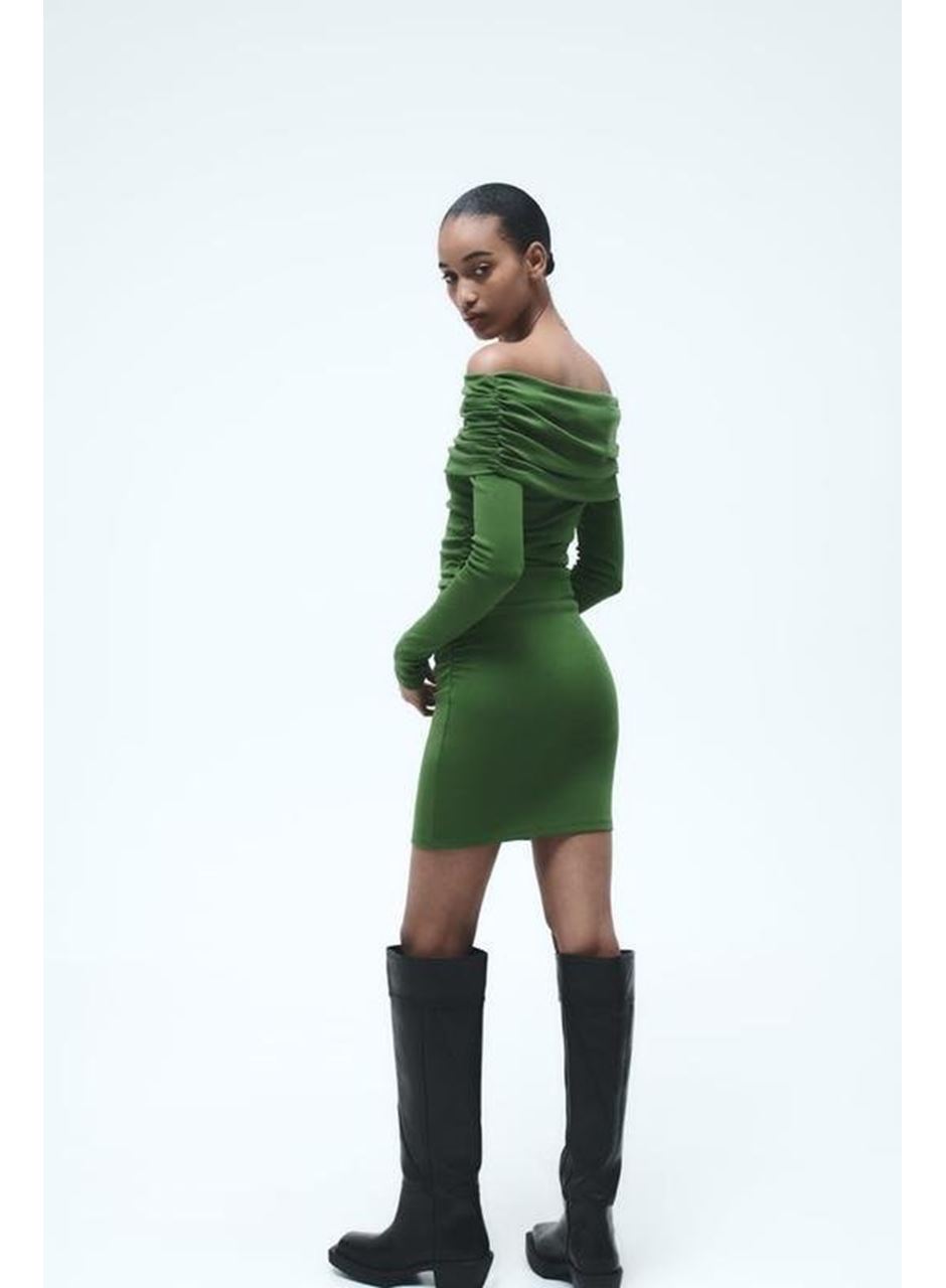 Kadın Madonna Mendil Yaka Fırsat ürün Büzgülü Mini Elbise