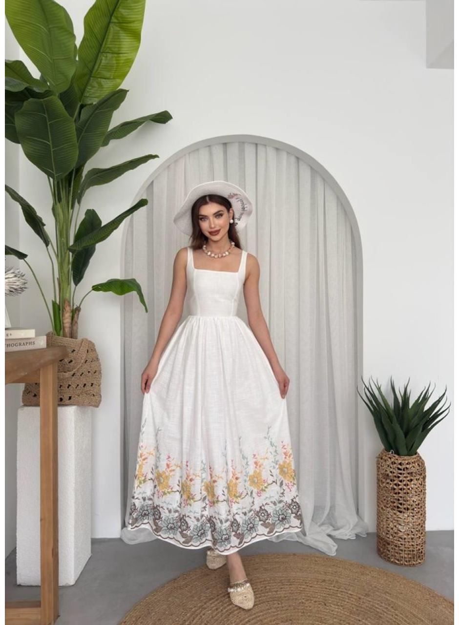 Mazi Çiçek Desenli Elbise