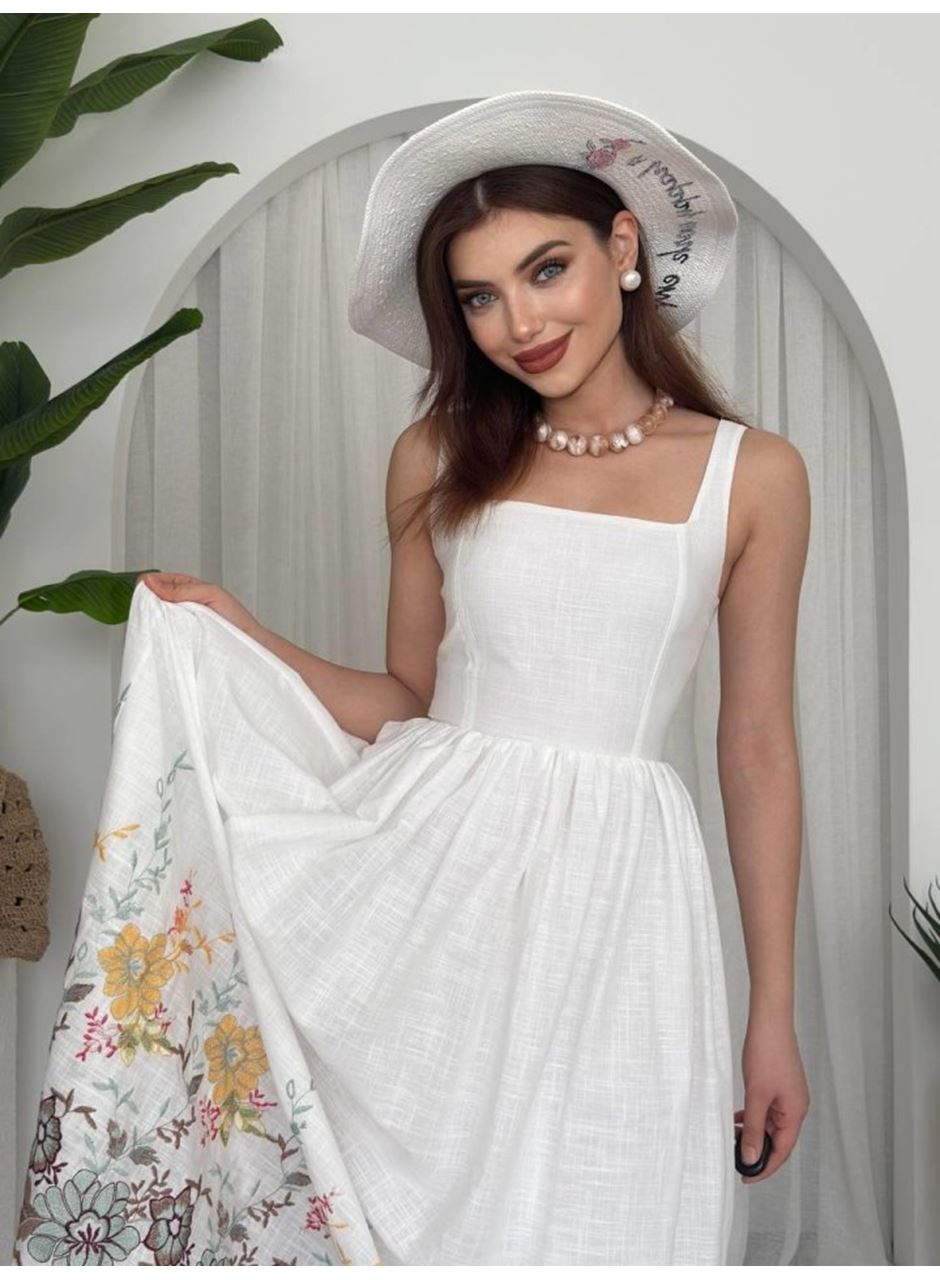 Mazi Çiçek Desenli Elbise