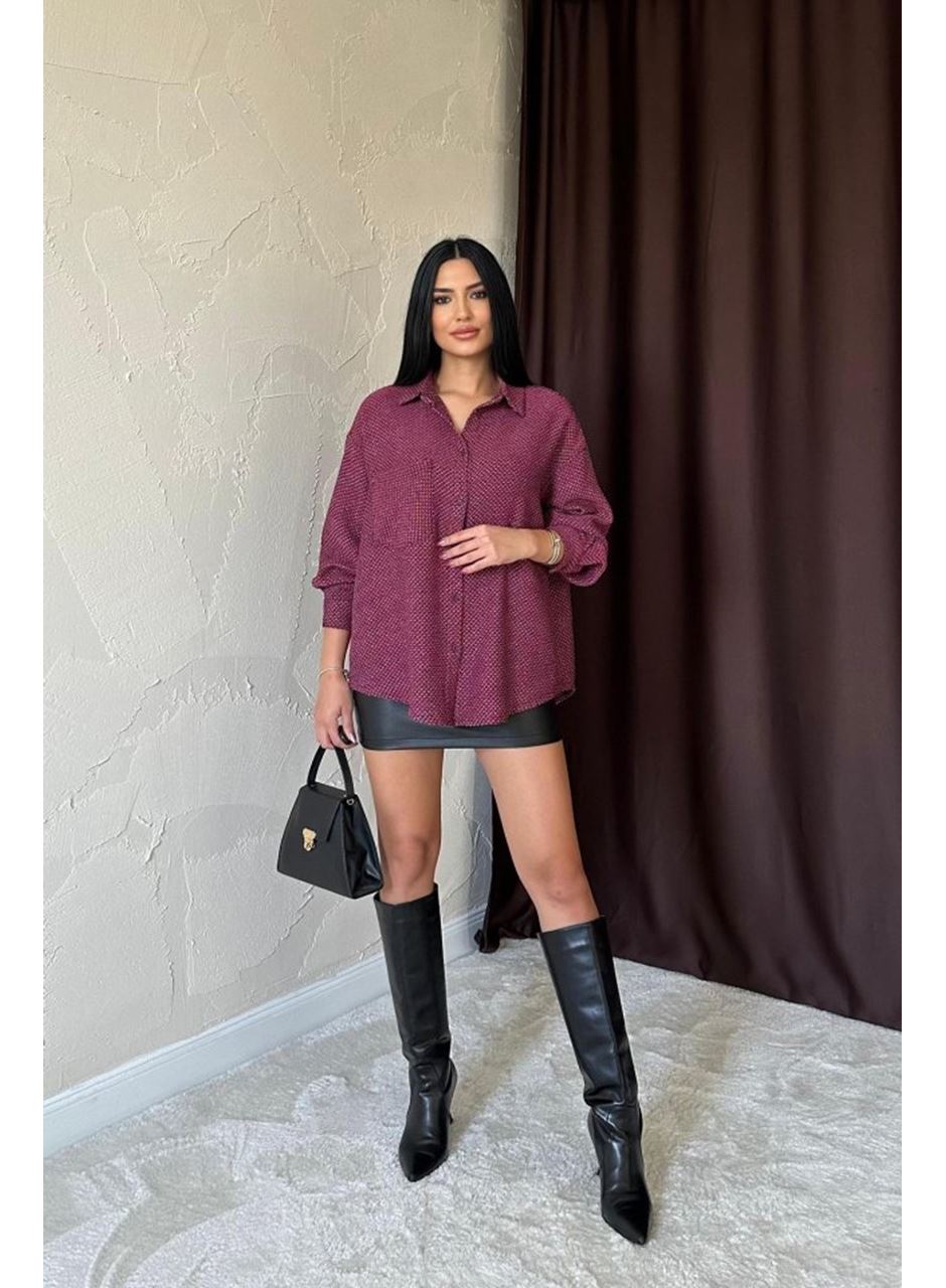 Fuşya Işıltılı Gömlek