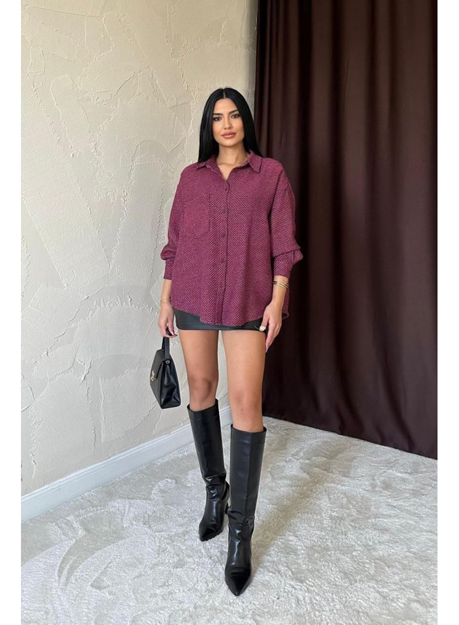 Fuşya Işıltılı Gömlek