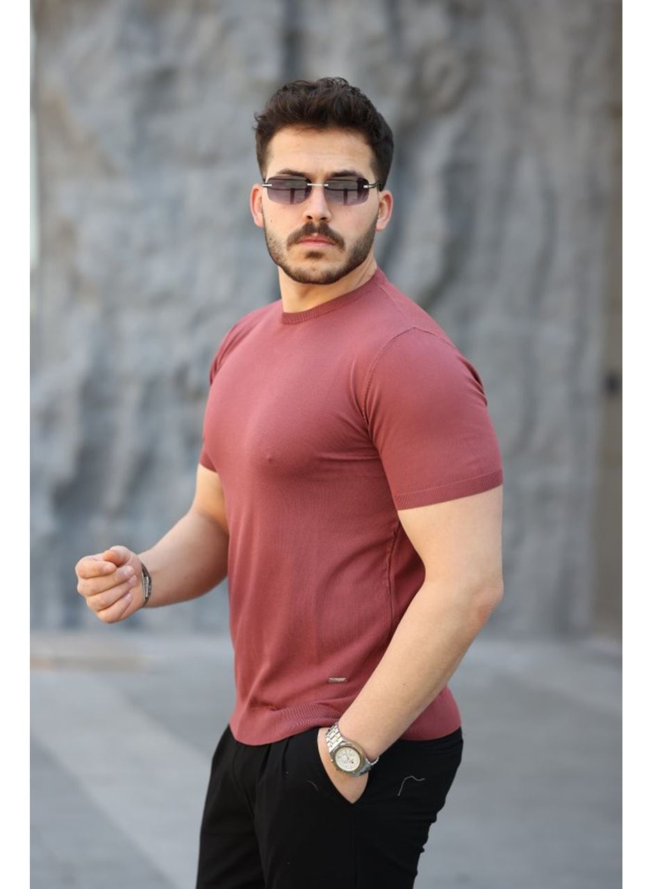 Erkek Viskon Kumaş Bisiklet Yaka Basic Tişört