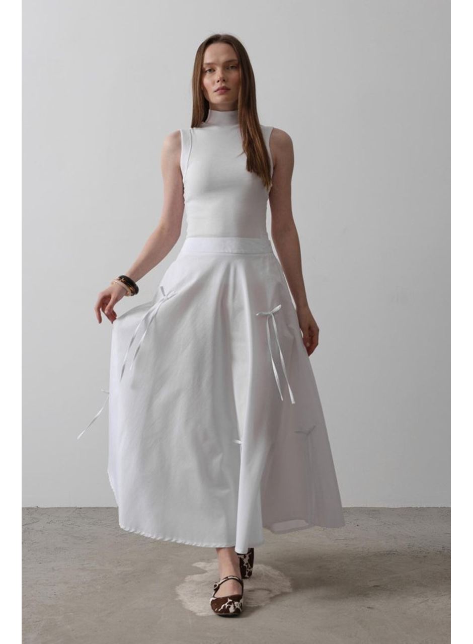 Fiyonk Kloş Etek - Beyaz