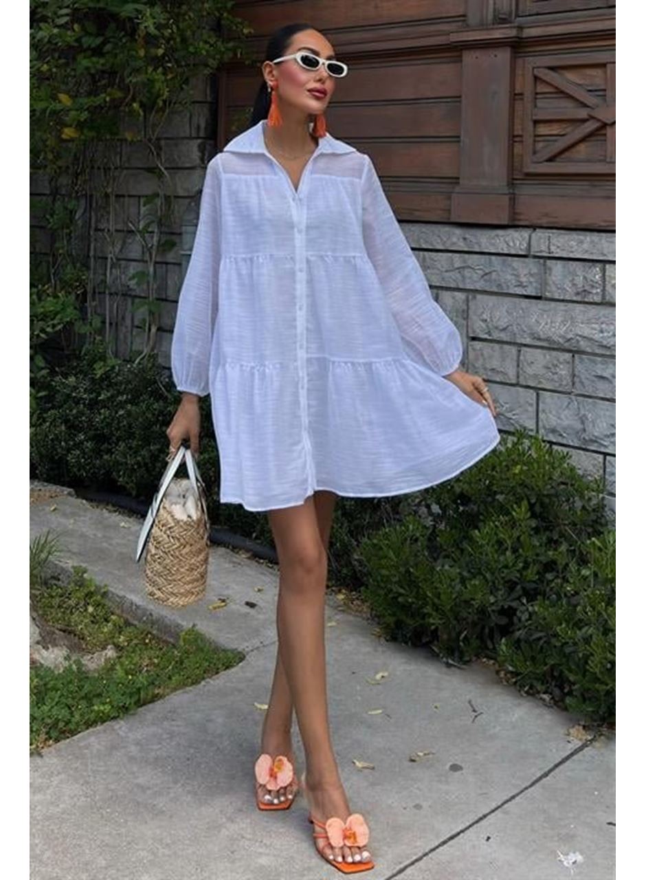 Gömlek Yaka Pileli Elbise 2898