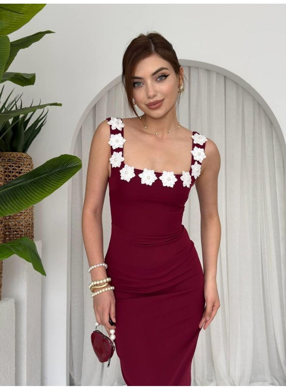 Mıng Çiçek Detaylı Elbise