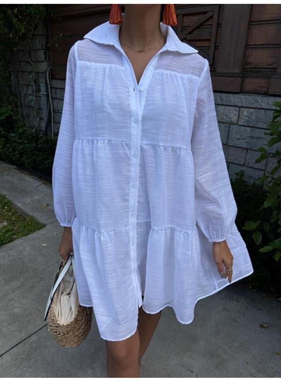 Gömlek Yaka Pileli Elbise 2898