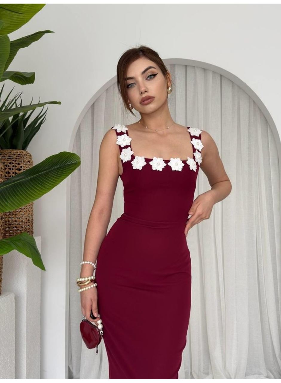 Mıng Çiçek Detaylı Elbise